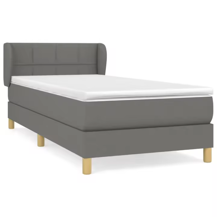 vidaXL Cama box spring con colchón tela gris oscuro 80x200 cm - 1