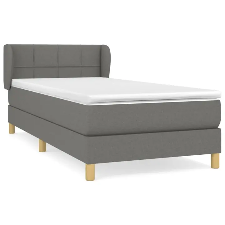 vidaXL Cama box spring con colchón tela gris oscuro 90x190 cm - 1