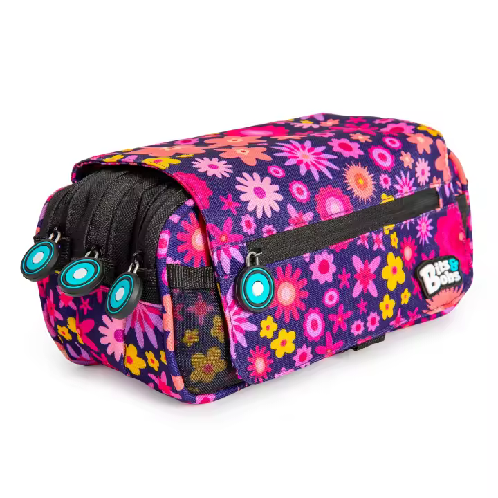 Grafoplás BitsBobs - Estuche Portatodo Triple con Solapa para Material Escolar. Flowers - 1