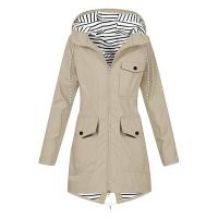 Chaqueta De Lluvia Para Mujer En Color Sólido Casual Impermeable Con Capucha Abrigo De Montañismo a Prueba De Viento De Polyester Y Spandex Cierre De Cremallera Estilo Regular Longitud Larga - details 20