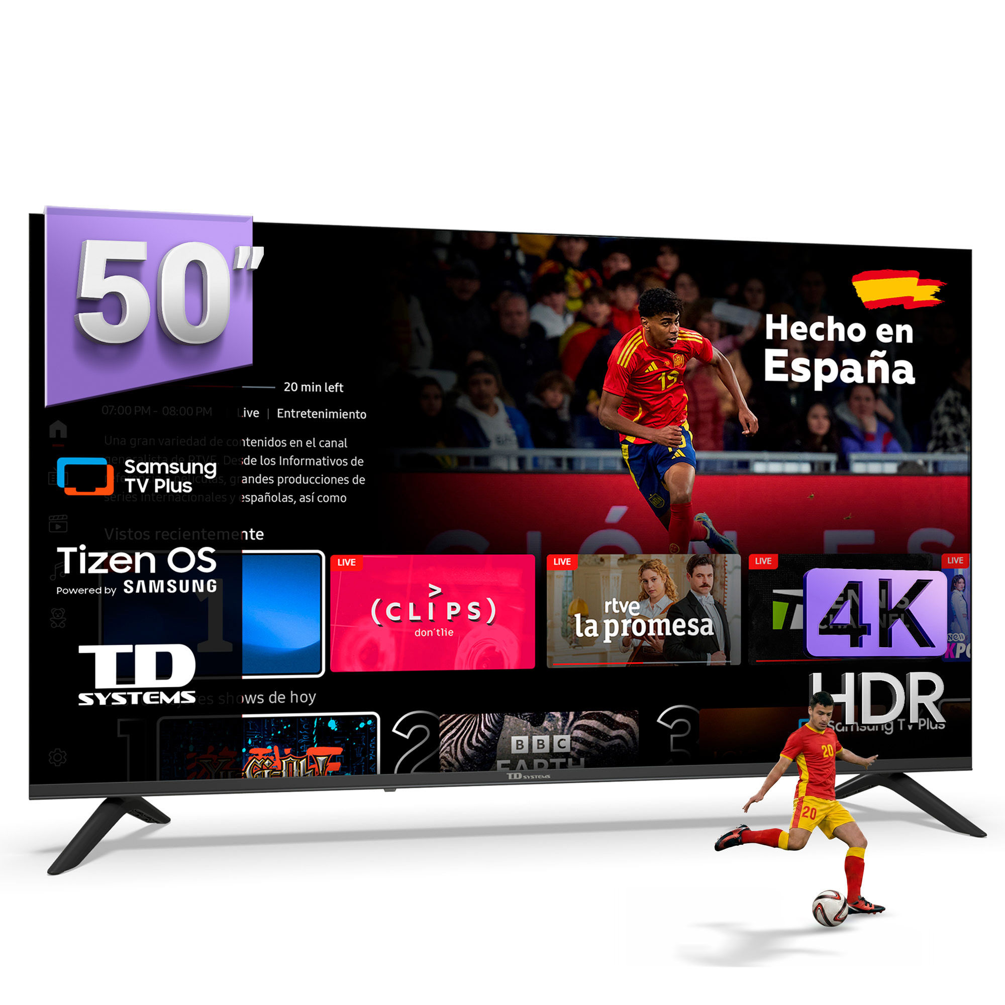TD Systems - Smart TV 50 pulgadas 4k Tizen OS 8.0. Triple Tuner (DVB-T2/C/S2). Televisores con Gaming Hub. Televisión del 2026 -K50C22TIZEN
