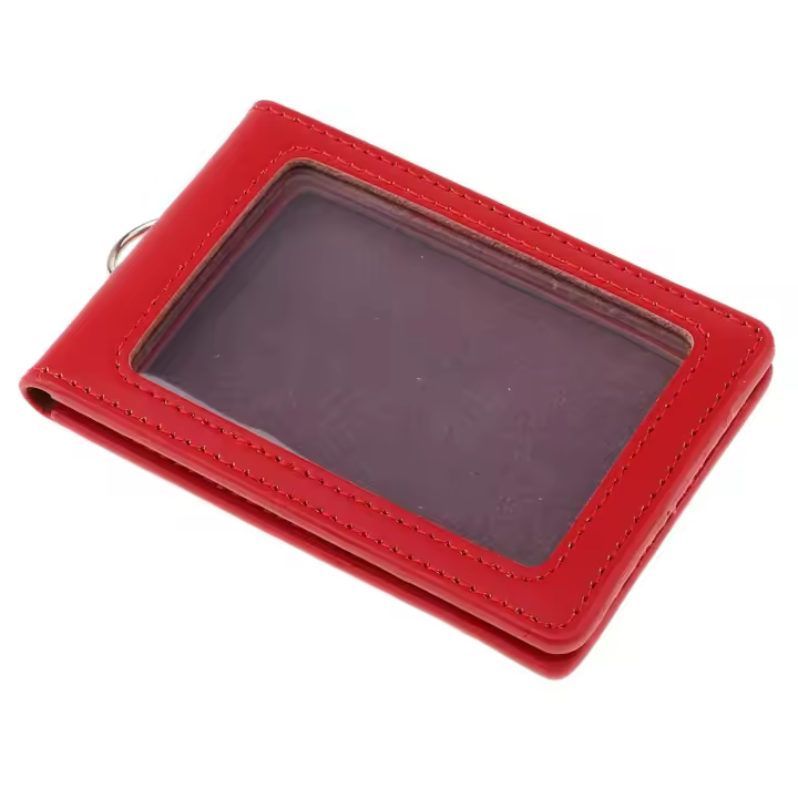 Organizador De Tarjetas De Crédito Reutilizable En Cuero Para Oficina Y Escuela Estuche Vertical Con Dos Ventanas Para ID Y Licencia De Conducción - 1
