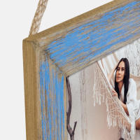 Marco de Madera Multifoto Vintage Marrón con Matiz Blanco y Azul - 3 Fotos 10x15 Horizontal - Original Idea de Regalo para Hogar y Oficina - details 1