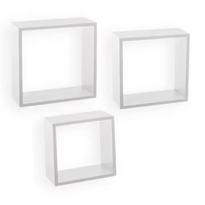 STARLEY - SET3 Estantes Cubo de Pared , Blanco rganizadores de Almacenamiento de Cubos 24/27/30 - 1