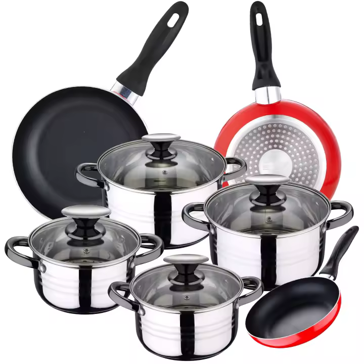 Bateria 8pc acero inoxidable apta para inducción + 3 sartenes 16/20/24 cm SAN IGNACIO - 1