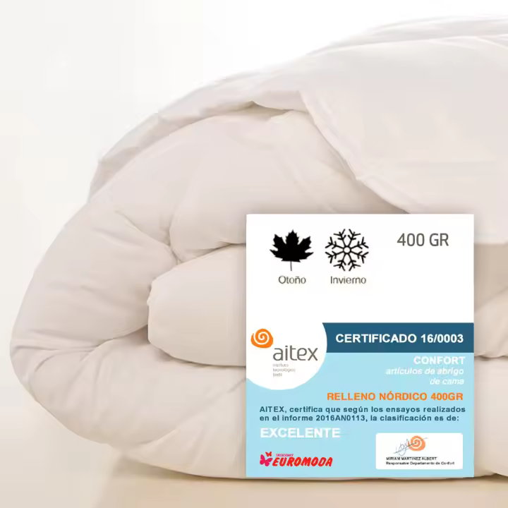 NATURALS - Relleno Nórdico Microfibra - Cuatro Gramajes Disponibles 120/300/400/250+120 Gramos con Tacto Pluma - Acolchado Gran Confort, Antialérgico, Transpirable y Extrasuave - Cama 90/105/135/150/180 - BLANCO - 1