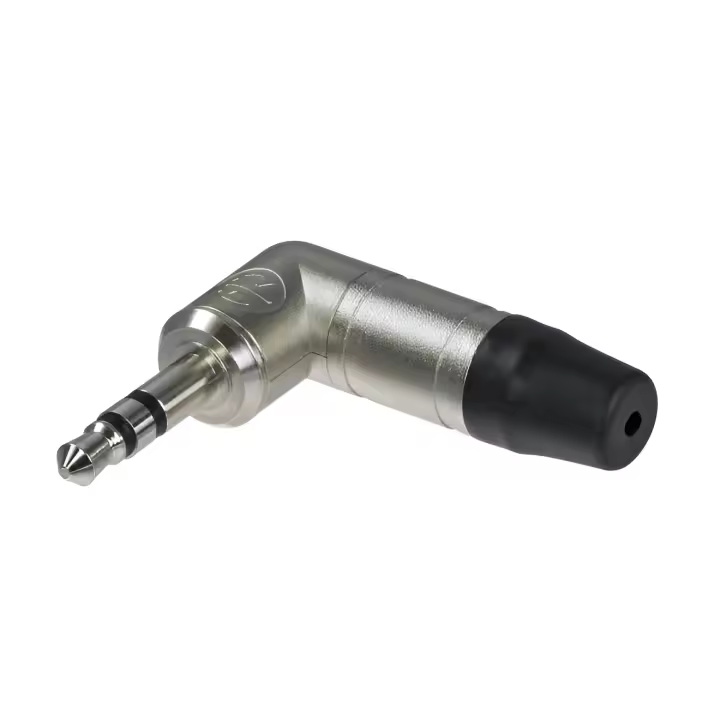 Conector Neutrik JACK 3.5mm Macho Stereo Acodado 90 Grados Níquel - 1
