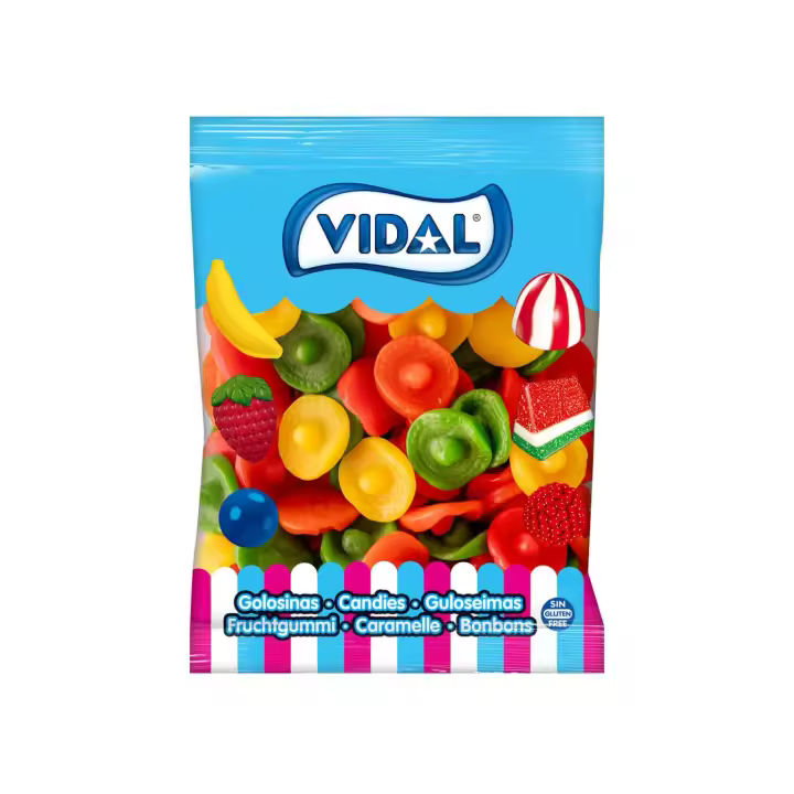 Vidal Sombreros Mejicanos - Bolsa de 250 ud - Gominolas, chucherías Sin Gluten y Sin grasa - 1
