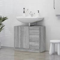 vidaXL Armario para lavabo contrachapada 63x30x54 cm en color Gris hormigón/Madera antigua/Blanco y más | almacenamiento funcional diseño moderno para baño dormitorio sala - details 4
