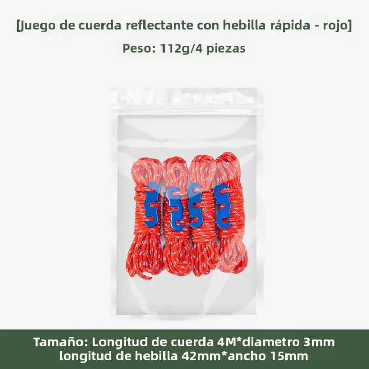 4Pcs Cordones De Camping Reflector Para Tienda De Campaña Con Hebilla Resistentes Al Viento Accesorios Para Canopy Y Tarp - 1