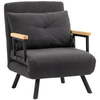 HOMCOM Sofá Cama de 1 Plaza Sofá Cama Plegable Tapizado en Terciopelo con Respaldo Ajustable de 5 Niveles y Almohada Acolchada para Oficina Dormitorio Salón 63x73x81 cm - details 5