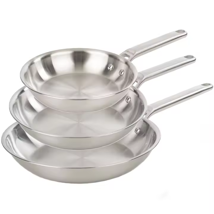 ARCOS Samoa Inox - Set 3 Sartenes Acero Inoxidable (20 / 26 / 30 cm) - Sin Antiadherente - Mango de Inox - Base Inducción - 1