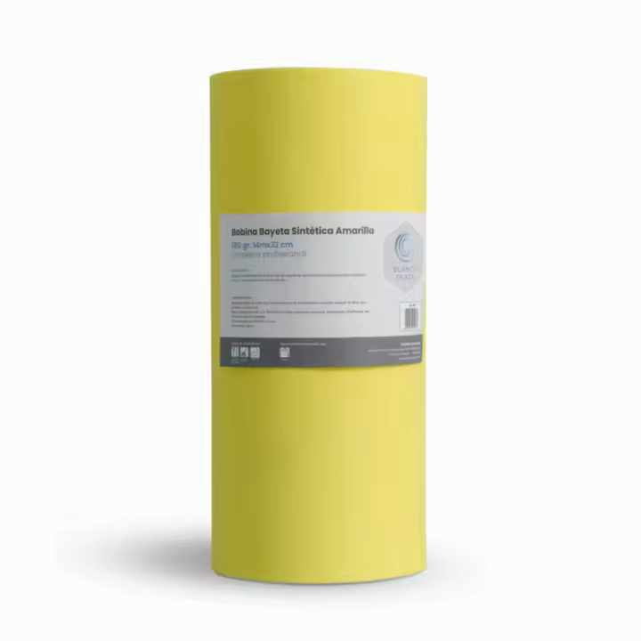 Rollo Bayeta Precortada Multiusos Color Amarillo Blancoplata Resistente y Absorbente- 32cm Ancho 14 m Largo 180gr - 1