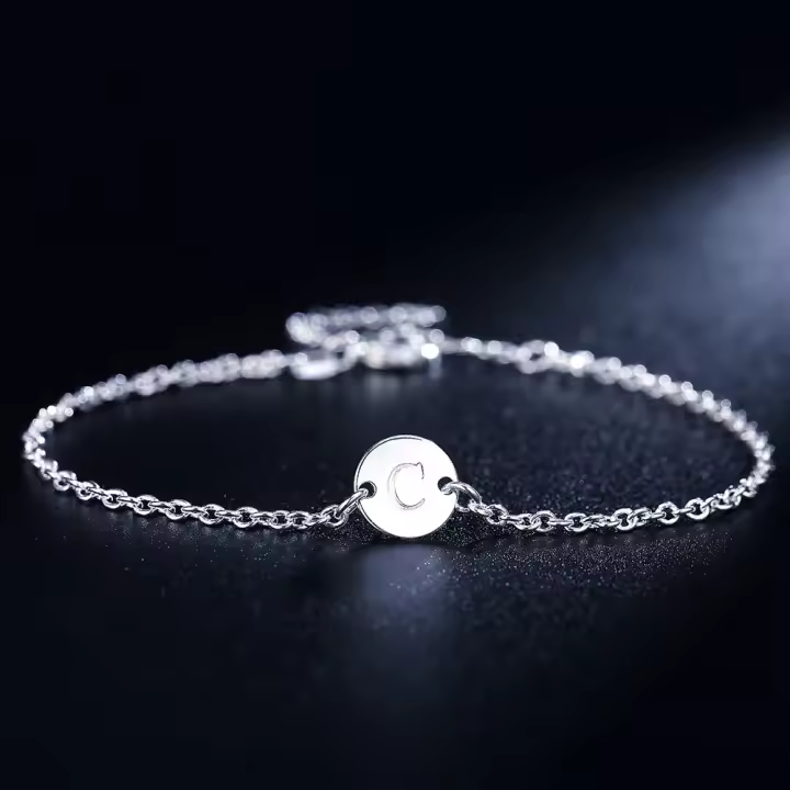 Pulsera De Plata 925 Con 26 Letras Para Mujer Joyería De Personalidad Para Boda Y Fiesta Encanto Pulsera Moda - 1