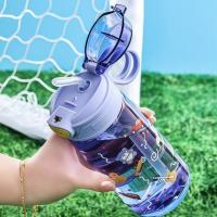 Botella De Agua 550ml Con Tapa De Cerradura Segura Y Pajita Para Niños Dibujos Animados Resistente a Fugas Para Camping Viajes Y Exteriores - details 10