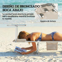 Outsunny Set de 2 Tumbonas Jardín Exterior, Tumbonas Plegables con Reposacabezas, Dosel 360°, Orificio Facial, Bolsillo Lateral, Respaldo Reclinable 5 Posiciones y Textilene 550 g/m² para Playa - details 4