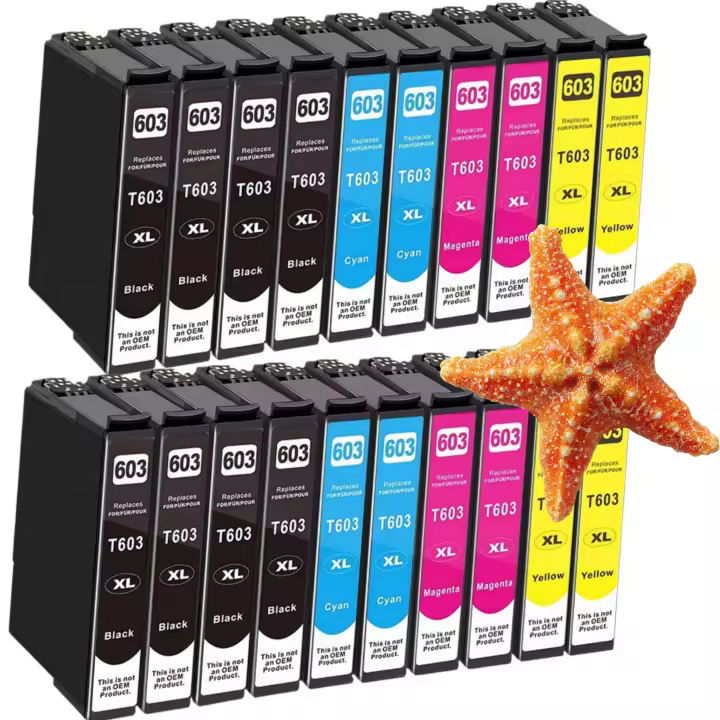 20 Cartuchos de Tinta Compatibles Epson 603XL para Impresoras Expression Home XP-2100/XP-3100/XP-4100 y WorkForce WF-2810/WF-2850 – Set de 4 Colores - 1