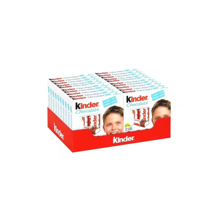 Kinder Barritas de Chocolate T4 o T8 - A elegir entre cajitas con 4 o con 8 chocolatinas de 12,5 gramos cada una. Chocolatinas con alto contenido en leche ideal para los más pequeños. - Apto para celiacos - Caja de 20 cajitas de 4 barritas. - 1
