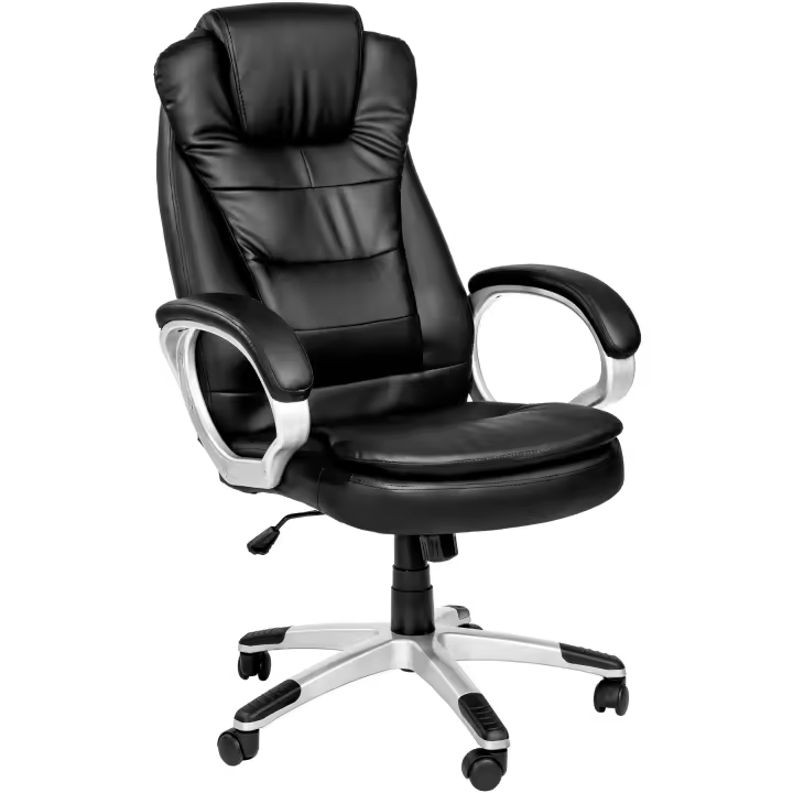 TECTAKE - Silla de oficina Zulú, Acolchado extragrueso (hasta 12 cm), Zona del cuello con acolchado reforzado, Ajustable en altura, Medidas (largo x ancho x alto): 65 x 72 x 113 - 122 cm, Posibilidad de bloquear la posición inicial - 1