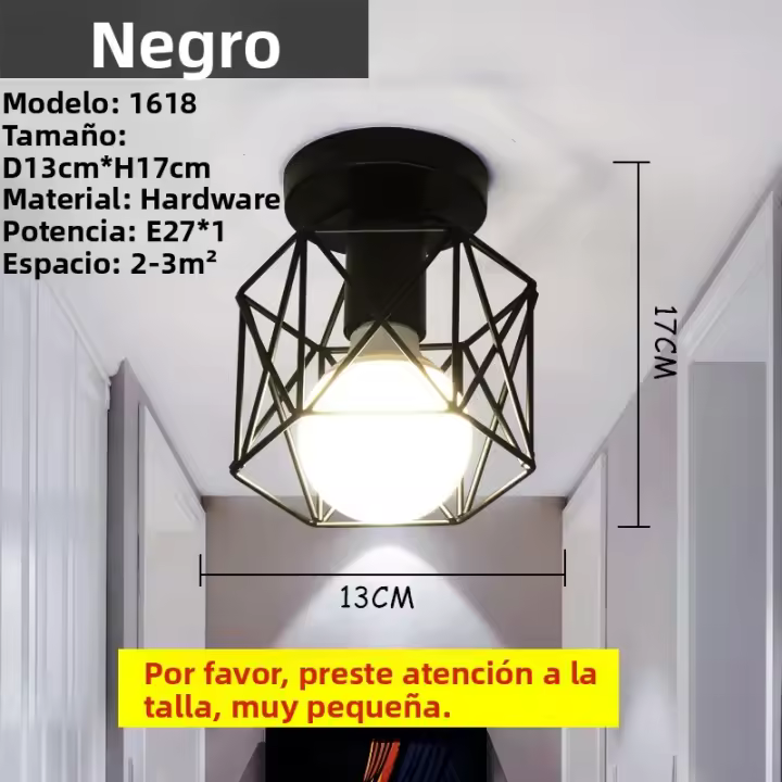 Lámpara De Techo Moderna Nórdica Negra De Hierro Tratado E27 LED Para Cocina Sala De Estar Dormitorio Estudio Balcón Restaurante Café Hotel - 1