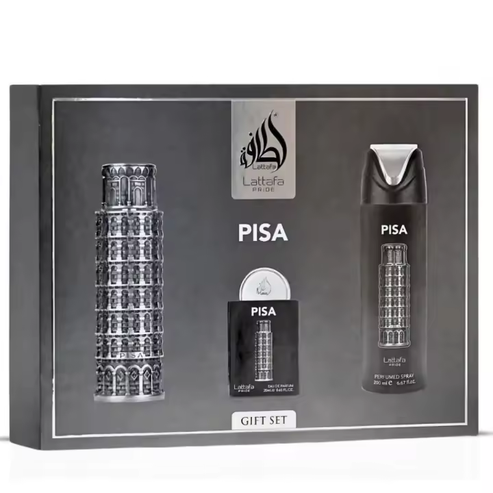 Lattafa Pride PISA SET DE REGALO ( Eau de parfum 100 Ml Eau de parfum 30 Ml Desodorante en spray 200 Ml Atomizador de viaje ) ***NOVEDAD*** - 1