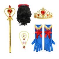 Juego De Accesorios De Cosplay De Elsa Princesa Con Guantes Varita Corona Joyería Peluca Rizada Para Niñas Disfraz De Reina De Hielo - details 6
