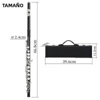 Flute Profesional De Cierre Con 16 Agujeros En Color Negro Kéy C Plata Pintada Con Accesorios Incluidos: Caja Limpieza Y Guantes - details 0