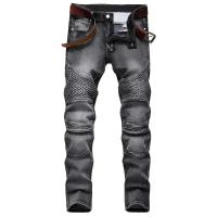 Jeans Slim Para Hombre Estilo Hip-Hop Y Rock Patchwork Vintage Pantalones De Cuero Genuino De Alta Calidad Moda Estadounidense - details 4