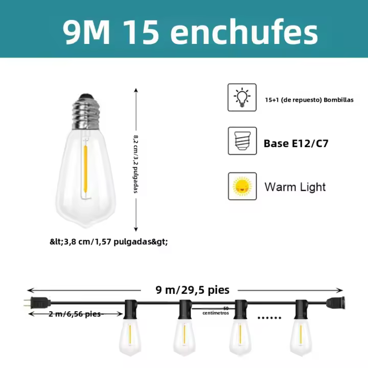 Luces De Cadena LED ST38 Para Jardín Terraza Fiesta Bodas Camping Decoración De Calle Farolillos De Navidad Guirnalda De Aves - 1
