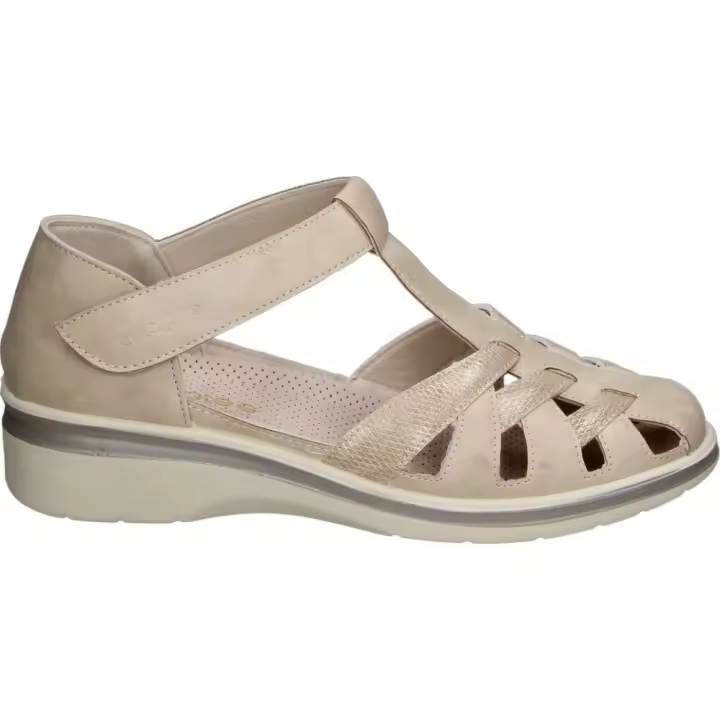 AMARPIES | Zapatos con Cuña Amarpies para Mujer – Sandalia de Cuña en Color Beige – Cangrejera con Velcro – Cuña Baja y Cómoda – Estilo Casual – Versátiles y Combinables – Modelo AMD30029 - 1