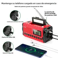 Radio De Emergencia Portátil 10000mAh Con Solar Y Manivela LED Flashlight Power Bank Recargable AM FM NOAA Weather Radio Cargador USB - details 30
