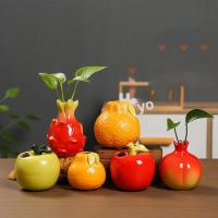 Vaso De Flor Cerámico Creativo En Forma De Fruta Decoración De Escritorio Para Oficina Y Jardín Hidroponía Ornamento De Mesa - details 0