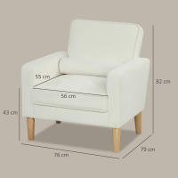 HOMCOM Sofá de Plaza Tapizado en Terciopelo Sofá de Salón de con Asiento Capitoné y Patas de Madera para Espacios Pequeños Dormitorio Sala de Estar Oficina Crema - details 2