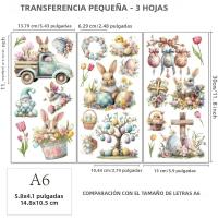 3pcs/set Transfertes De Conejo De Pascua Para Muebles Y Artesanías 6x12 Pulgadas Decales De Huevo Y Pájaros Tulipán Dwarf - details 1