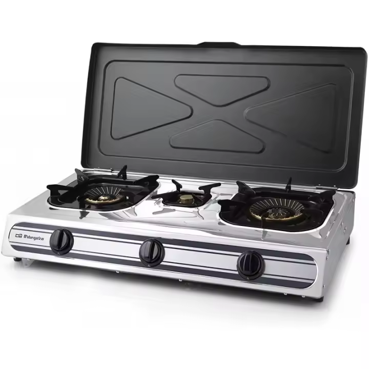 Suinga Hornillo a Gas Orbegozo FO3510 Inoxidable 3 Quemadores Uso Interior y Exterior - 1