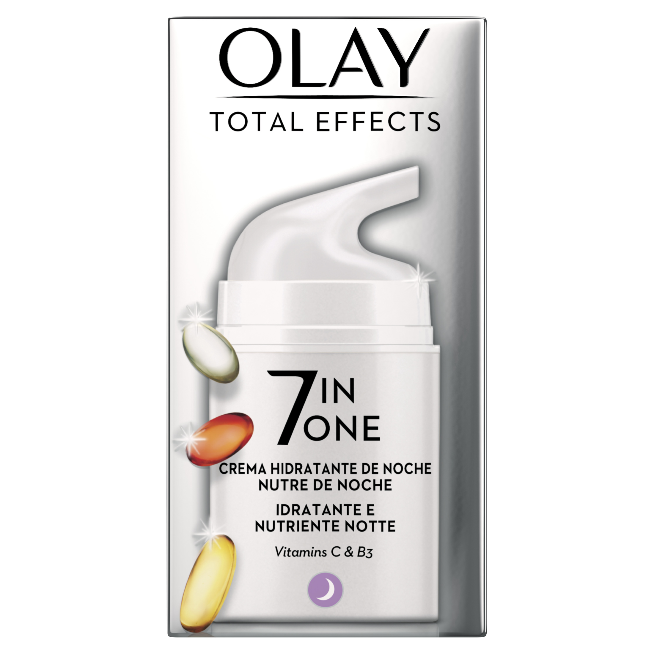 Olay Total Effects 7en1 Hidratante Multibeneficios Anti-Edad De Noche, Con Niacinamida, Vitamina C, E Y Pro-Vitamina B5, Combate Los 7 Signos De La Edad, Nutre Y Protege Tu Piel, 50 ml