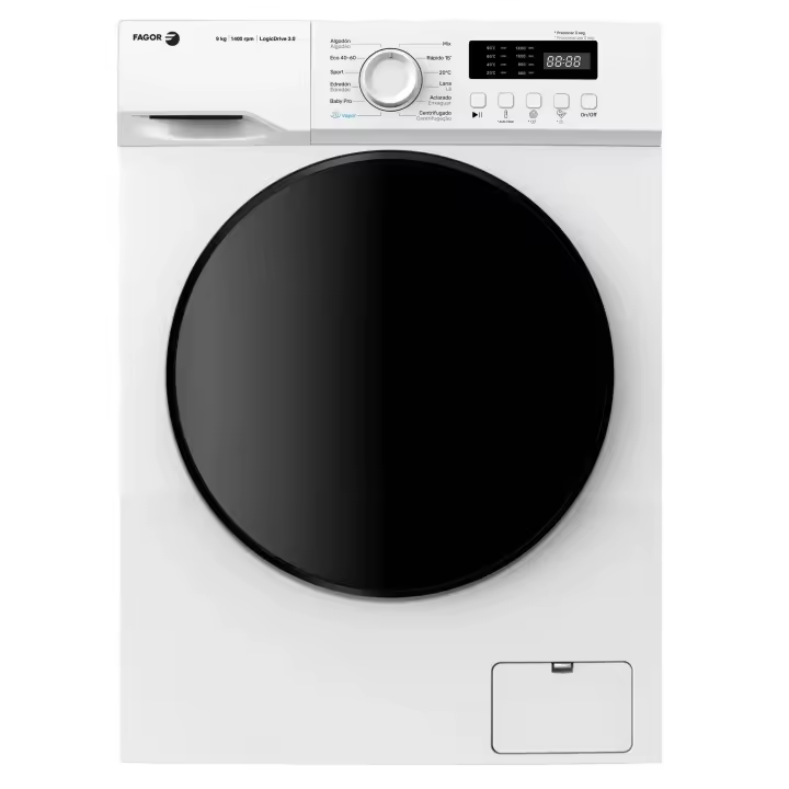 Lavadora FAGOR 3FE-9714 de 9Kg Clase A y 1400Rpm | Blanco, Lavado rápido, 12 programas, Motor Estándar, Ojo de buey 30 cm - 1