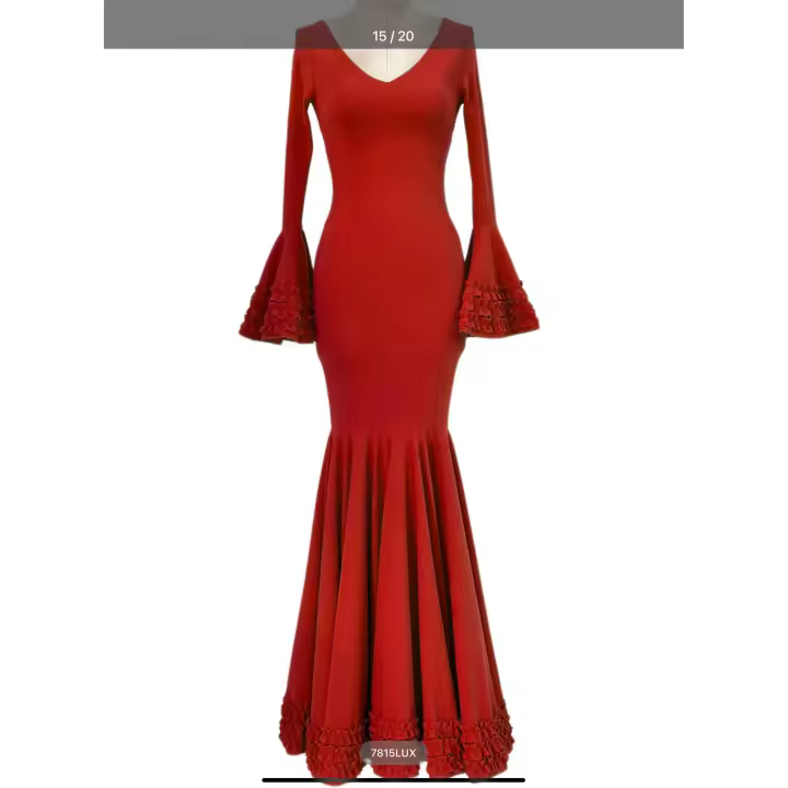 VESTIDO FLAMENCA LICRA FABRICADO EN ITALIA . TALLAS XS/S 34/36 - 72CM 60CM 76CM . M/L 38/40 - 80CM 68CM 84CM . XL/XXL - 42/44/46 - 92CM 80CM 96CM LARGO 150CM - 1
