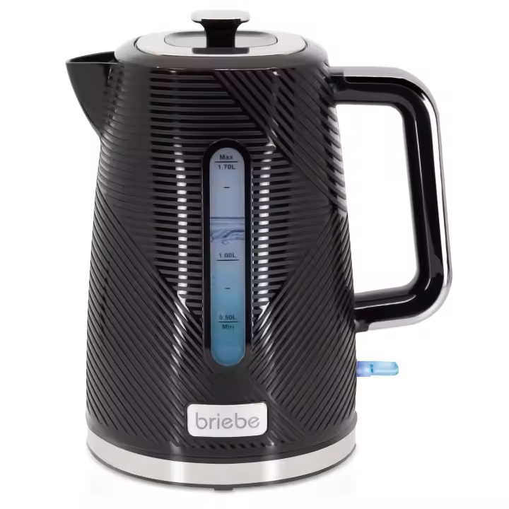 Briebe KT1168BLK Elegance Hervidor Agua Eléctrico 1,7L Inalámbrico Ebullición Rápida, Libre de BPA, Base de 360°, 2200W, Negro - 1