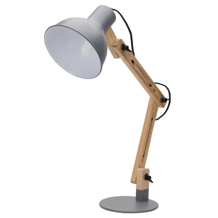 Aigostar Lámpara de Escritorio Retro con Brazo Articulado Giratorio, Flexo Escritorio Vintage E27, Lámpara de Mesa Ajustable de Madera para Oficina, Sala, Estudio y Dormitorio - Blanco - 1