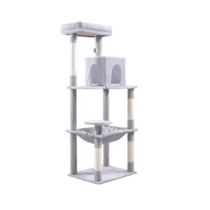 Árbol Rascador para Gato de 4 Niveles con Cueva, Hamaca y Plataforma Alta – Poste Rascador de Sisal, Torre Estable para Gatos Grandes Marca Cottecota - 1