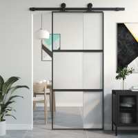 vidaXL Puerta Corredera Panel de Hogar Vidrio ESG Transparente y Aluminio Color Dorado, Dorado y mate, Blanco y transparente y mas - details 4