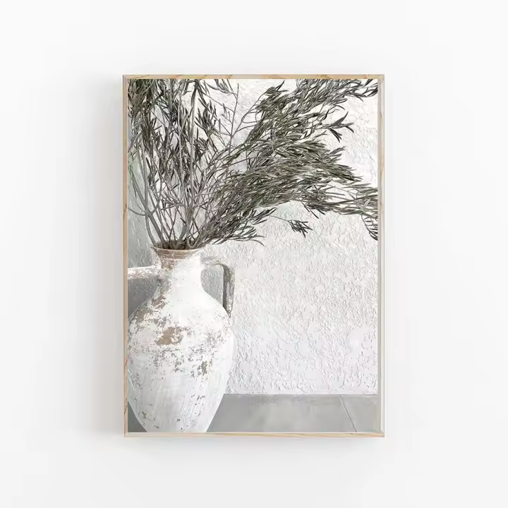 Arte De Pared Minimalista Nórdico Sin Marco Olivo Ramas Y Hojas En Lienzo HD Pintura a Óleo Impresiones Para Dormitorio Y Sala - 1