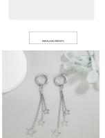 Pendientes De Aro Con Tres Estrellas Elegantes Para Mujer 925 Plata Esterlina Joyería De Fiesta Largo Con Borla Adorno De Moda - details 6