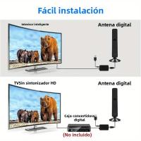 Antena De Televisión Interior 4K 1080P Con Amplificador Inteligente Mejora La Recepción De Señal Adaptador De Corriente AC Para Hogar - details 3