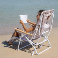 Flamingueo Silla Playa Plegable Reclinable 5 Posiciones Agujero Cabeza y Brazos Reposapiés 3 Posicones Asas Mochila Bolsillo Insulado y Posavasos Aluminio y Poliéster 67,3 x 72,2 x 101,3 cm - details 4
