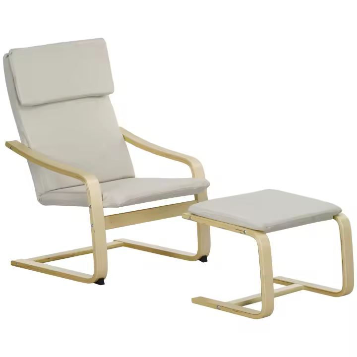 HOMCOM sillón relax con reposapiés, tranquilidadSillón con taburete, sillón de lectura, sillón de descanso con reposabrazos, sillón oscilante, silla de relajación con funda de lino para sala de estar, balcón, pasillo, 66,5 x 80 x 99 cm - 1