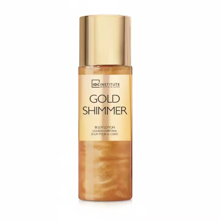 IDC Institute Gold Shimmer Bruma Corporal 150 ml. Body mist con partículas doradas que aportan brillo inmediato y efecto glow en piel. Textura ligera, fácil aplicación y acabado luminoso sin sensación pesada. 🚚 Envíos a España 24/48h. - 1