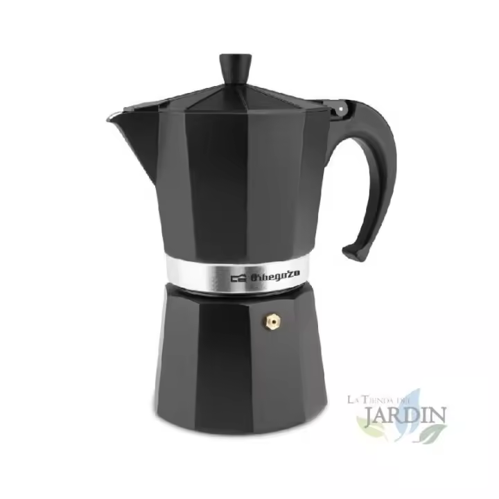 Suinga Cafetera Italiana Aluminio Negra Orbegozo 9 Tazas Ergonómica - 1