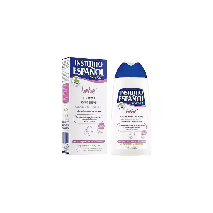 Champú bebé Instituto Español extra suave recién nacidos piel sensible y atópica sin parabenos uso diario no irrita ojos limpieza delicada cabello infantil - 1
